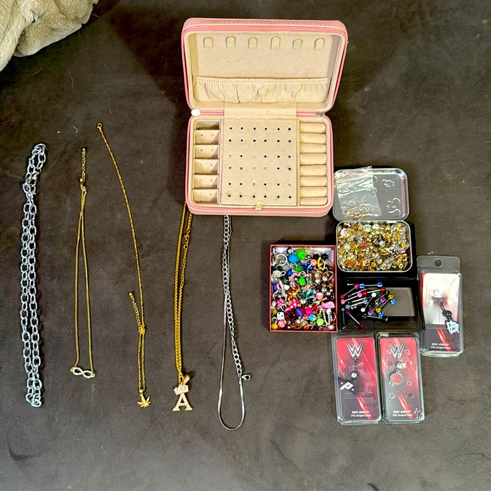 Earrings necklace piercing jewellery box a lot